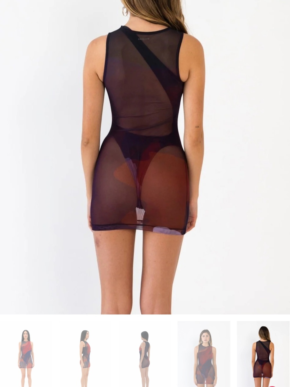 Sheer Red & Blue Abstract Mesh Swim Cover-Up - Picture 4 of 10